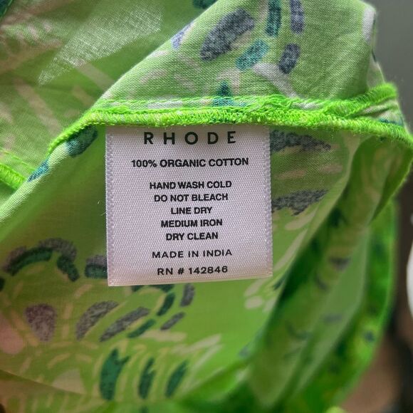 NWT RHODE Azure Top & Willow Skirt in Lime Diamond Stitch Puff Sleeve Paisley - Picture 10 of 10